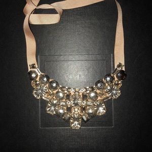 Jeweled necklace with ribbon tie